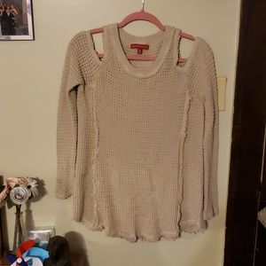 Saks cold sweater light brown shirt.